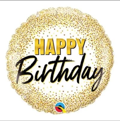 FolieBallon ROND HAPPY BIRTHDAY CONFETTIES GOUD 46 CM QUALATEX op is op