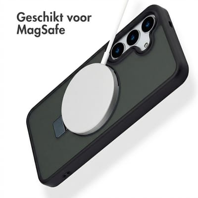 Accezz Hoesje - Geschikt voor Samsung Galaxy S25 - Ring Stand Backcover met Magnetische Ring - Zwart