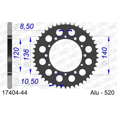 Tandwiel Afam 520 44 dents