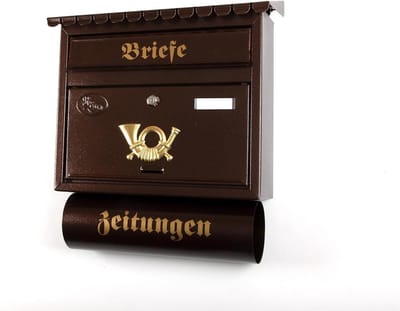 XXL Brievenbus Krantenrol - Postbus Wandsysteem - Veilige Postontvangst - Nostalgisch Design Plat Dak - 46x35.5x12cm - Antiek Koper