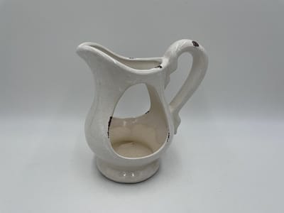 Decoratie kan met opening craquelé gebroken wit keramiek 20 x 20 x 15 cm | 715430 | Home Sweet Home