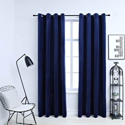 vidaXL - Gordijn - verduisterend - met - ringen - 2 - st - 140x225 - cm - fluweel - blauw