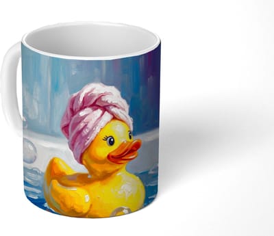 Mok - Koffiemok - Creatief - Badeend - Kleurrijk - Mokken - 350 ML - Beker - Koffiemokken - Theemok