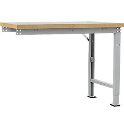 Manuflex aanbouw-werkbank Profi speciaal, tafelblad kunststof, 1250 x 700 mm, aluminium zilver