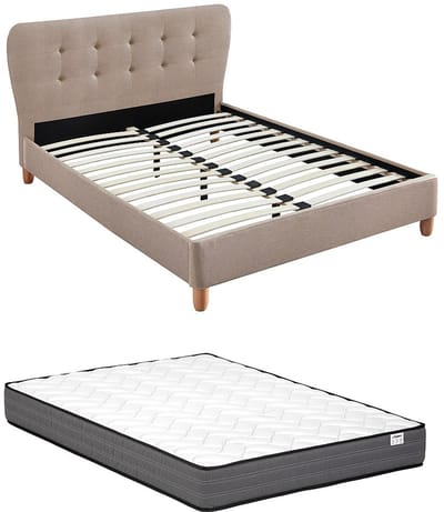 Vente-unique Bedframe stof crème 160 x 200 cm