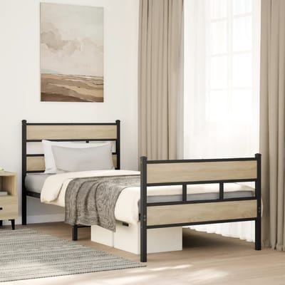 vidaXL - Bedframe - zonder - matras - metaal - sonoma - eikenkleurig - 107x203 - cm