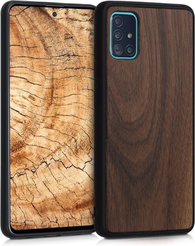 kwmobile telefoonhoesje geschikt voor Samsung Galaxy A51 - Hoesje met bumper in donkerbruin - Backcover - hout
