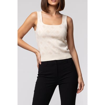 GUESS  Eco Sarah 4g Bralette Sw Cream White Pearl Oy Taglia: XS | Canottiere Outlet | Donna | Bianco