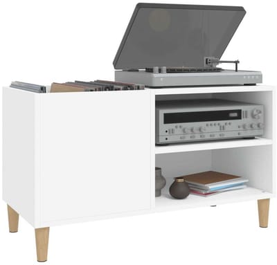 Platenspeler Meubel - LP-kast - Platenspelerkast - Draaitafelstandaard - Platenspelerstandaard - Vintage Displayplank - Wit