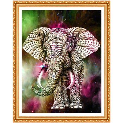 Point de croix éléphant carré perceuse pleine strass image diamant broderie animaux décor à la maison 20X30CM black