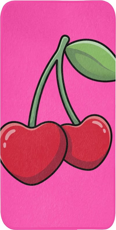 WC mat 60x120 cm - Antislip - Kers - Roze - Fruit - Toiletmat - Vloermat - Douchemat - Toilet tapijt - Toiletmatten
