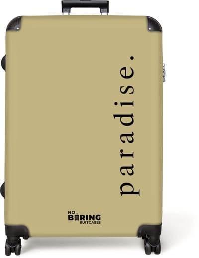 NoBoringSuitcases.com® - Koffer groot - Reiskoffer lichtgewicht - Groen met quote 'paradise' - Rolkoffer met 4 wielen - Grote trolley XL - 98 liter bagage