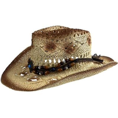 Marantia Winddicht Touw Denim Strohoed Europees en Amerikaans Retro Stijl Western Cowboyhoed Zonbescherming Holle Jazz Hoge Hoed M（56-58cm） brown