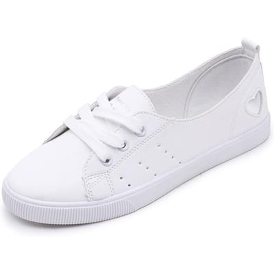 Kleine Witte Schoenen Dames Nieuwe Lente en Herfst Harajuku Ins Tide Liefde Student Ademend Platte Zool Mode Enkele Schoenen Dames 37 wit