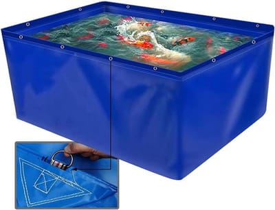 Opvouwbare Vijver - Waterbak Buiten - Vis Kweek - Met Afvoer - 3x3x1 Meter - Blauw