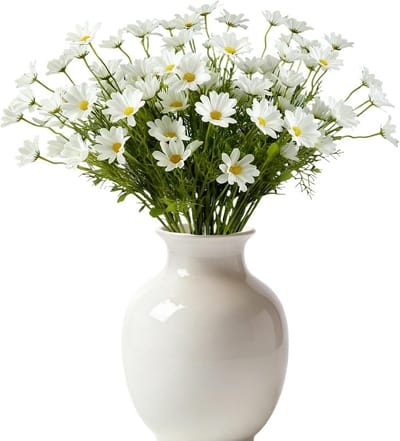 Dailygoods- Madeliefjes Kunstbloemen - 12 Stuks - 50 cm Lange Steel - Zijde/Nepbloemen - Duurzaam Decor - Voor Bruiloft/Feestdecoratie