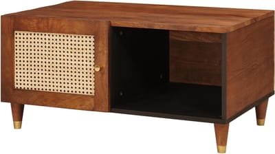 Salontafel Met Opbergruimte - Hout Tafel - Woonkamer Inrichten - Draaideuren Met Accenten - 80 x 50 x 40 cm