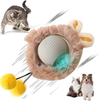 Interactief kattenspeelgoed, elektrische kattenbal met ledlicht, automatische 360 graden rolbal met USB-oplaadbaar, zelfbezigheid, interactieve kattenbal voor katten, grijs