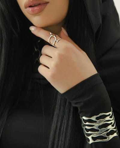 925 Sterling Zilver Ring – Abstract Organisch Design – Open Statement Ring – Moderne Zilveren Damesring – Evada Jewelry