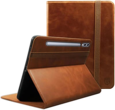 Rosso Deluxe Hoes Geschikt voor Samsung Galaxy Tab S9 Ultra / S10 Ultra | Book Case Echt Leer | Sleep/Wake | Standaard | Penhouder | Beschermhoes Bruin