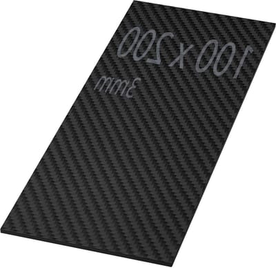 Koolstofvezel Plaat - Composiet Materiaal - Componenten Fabricage - Hoge Sterkte Lichtgewicht - 100x200x3 mm - Mat Zwart