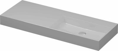 INK United porseleinen wastafel rechts zonder kraangat met porseleinen click-plug en verborgen overloop systeem 120 x 45 x 11 cm, glanzend wit