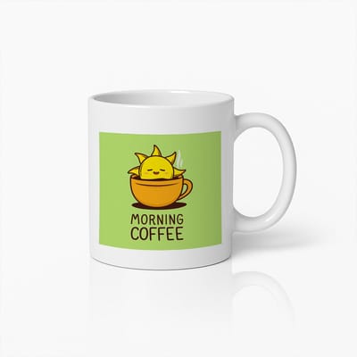 330ml Schattige Morning Coffee Mug met Zon Personage – Perfect voor je Dagelijkse Koffie