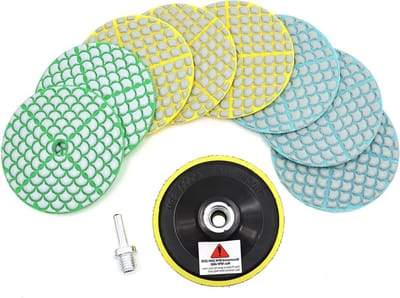 Polijstschijven Marmer - Polijstpads Graniet - Oppervlakken Behandelen - Droog Gebruik Mogelijk - 100 mm Diameter - Grijs