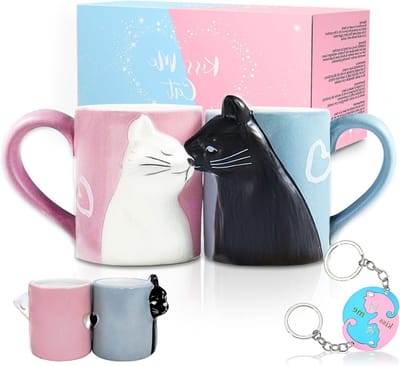 Lieve Koppels Kat Koffiemokken, Grappige Mokken voor Huwelijksdecoraties, Cadeaus voor Bruid en Bruidegom, Verjaardag, Verloving en Valentijnsdag