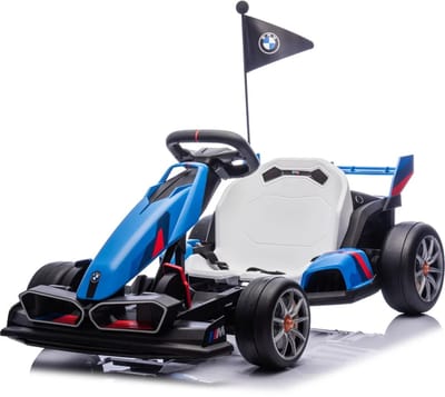 BMW M-Stijl Elektrische Go-Kart 24V – Vanaf 5 jaar – e-Gocart met Verstelbaar Frame & Drift-functie – 24V Accu Kart met LED-Verlichting, Soft-Start & Functionele Rem – Blauw