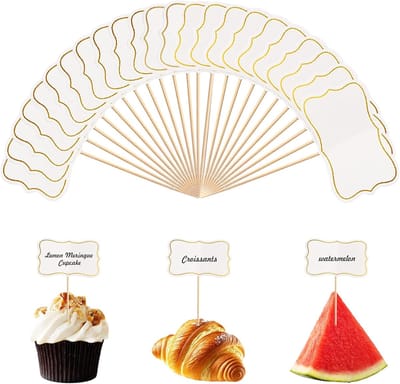 Buffetborden en Witte Tandenstokers voor Feesten en Evenementen - 56 Stuks Kaasmarkers, Decoratie en Eten Labels