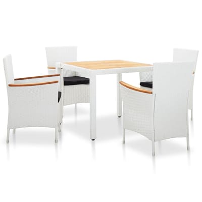 vidaXL - 5-delige - Tuinset - poly - rattan - wit