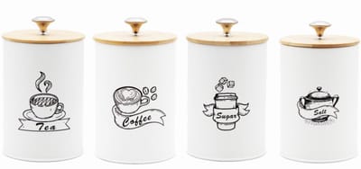Stijlvolle Set van 4 Voorraadpotten – Koffie, Thee, Suiker & Zout