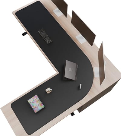 L-vormige bureauonderlegger 155 x 215 x 60 cm, extra grote dubbelzijdige PU leren bureau mat voor thuiswerk, computergebruik en gamen