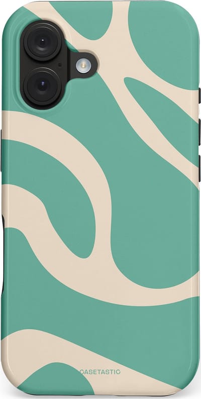 Casetastic hoesje geschikt voor Apple iPhone 16 - MagSafe - Dubbellaagse bescherming - Zand Groene Vlaktes - Fashion Case - Saliegroen Zand
