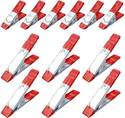 Unyqoos® Set van 12 veelzijdige metalen veerklemmen met rubberen grip voor diverse toepassingen