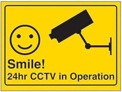 CCTV Camera Bord - Veiligheidsteken Bewaking - Waarschuwing Beveiliging - Zelfklevend Vinyl - 150x100mm - Zwart