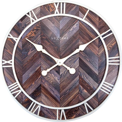NeXtime Roman Vintage – Wandklok – 58 cm – Hout/Metaal – Donkerbruin