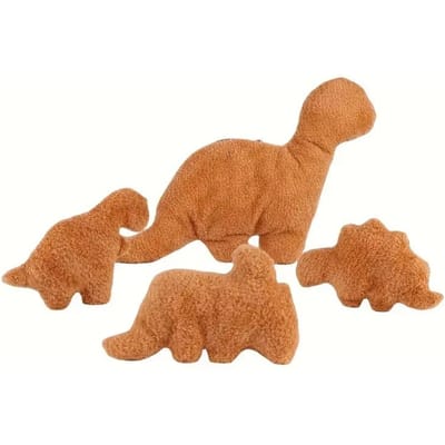 4 Stuks Grote Dino Nugget Kussen Set Pluche Met Knuffeldieren Creatieve Dinosaurusthema Feestdecoratie Perfect Voor Kerstcadeau brown