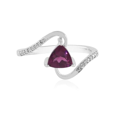 Cavill - Modieuze Damesring - 925 Sterling Zilver Gerhodineerd - 0,794 ct Trilliant Rhodoliet & 0,325 ct Pavé Zirkonia - Elegante Verstelbare Ring