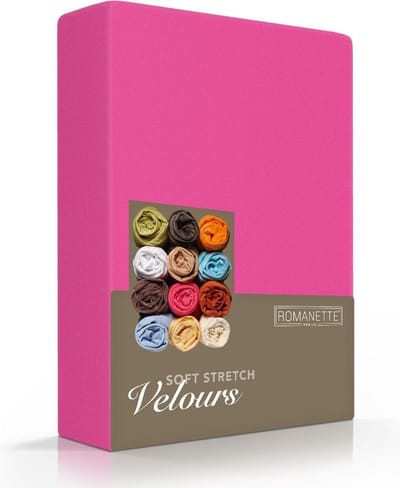 Romanette Luxe Velours Hoeslaken Tweepersoons (140/150/160/200x200/220 cm) - Fuchsia