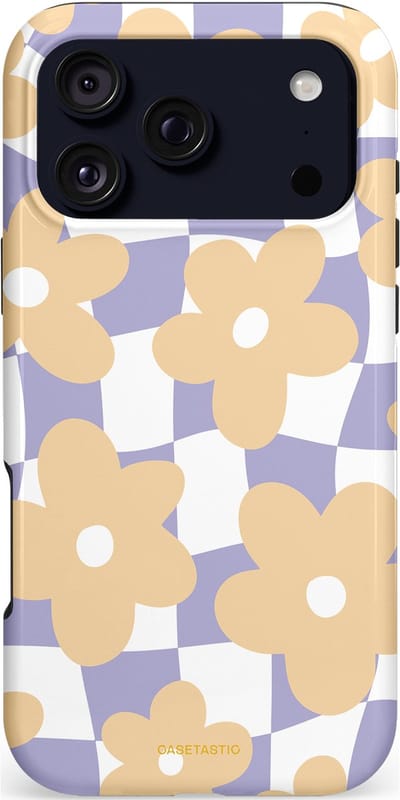 Casetastic hoesje geschikt voor Apple iPhone 17 Pro Max - MagSafe - Dubbellaagse bescherming - Madeliefjes feest - Fashion Case - Zand Wit Lavendel