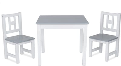 ib style® Luca Kinderzitgroep - Kindertafel - 2 Stoelen - Speeltafel - Wit-Grijs