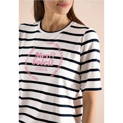 Shirt met korte mouwen, ronde hals en strepen