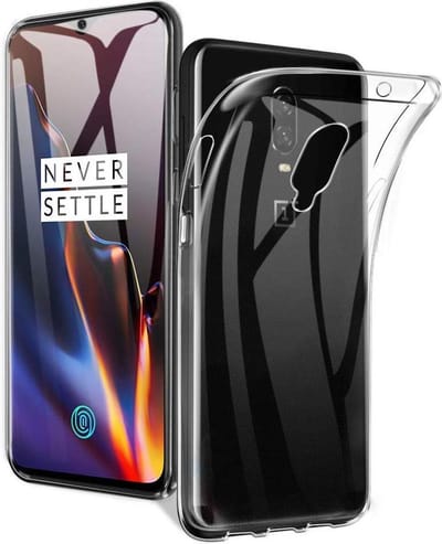 DrPhone Oneplus 6t TPU Hoesje - Transparant Ultra Dun Premium Soft-Gel Case - Official DrPhone Product