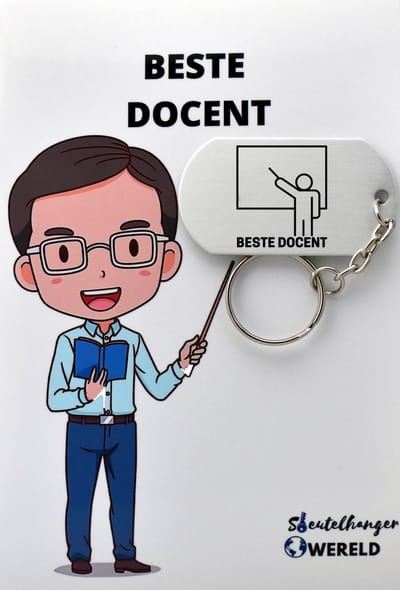 Beste docent Sleutelhanger inclusief kaart – docent cadeau – beste docent- Leuk kado voor je docent om te geven - 2.9 x 5.4CM