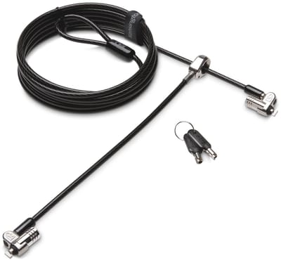 Kensington Laptopslot Sleutelslot Aansluiting voor twee laptops, Supersterke T-Bar sluitkop voor bescherming tegen 2430 mm Microsaver 2.0 Twin