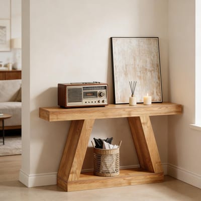 HAUSS SPOLE Consoletafel - Met Opbergruimte En Rustieke Houtlook - Voor Hal En Woonkamer - MDF - 140 Cm - Natuurlijk