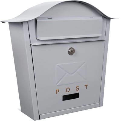 ACL letterbox, wall mounted, mailbox, ideal for attaching letters and parcels, waterproof and durable, with stylish lockable design and cast iron construction (grey)