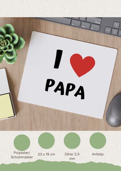 Akyol - i love papa Muismat - Vader - de liefste papa - vader cadeautjes - vaderdag - verjaardag - geschenk - kado - 23 bij 19 cm